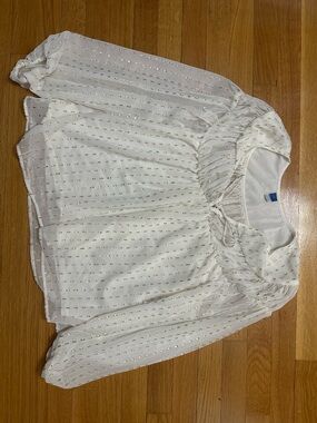 Old Navy White Blouse with Gold Metallic Dots NWT Size Large
